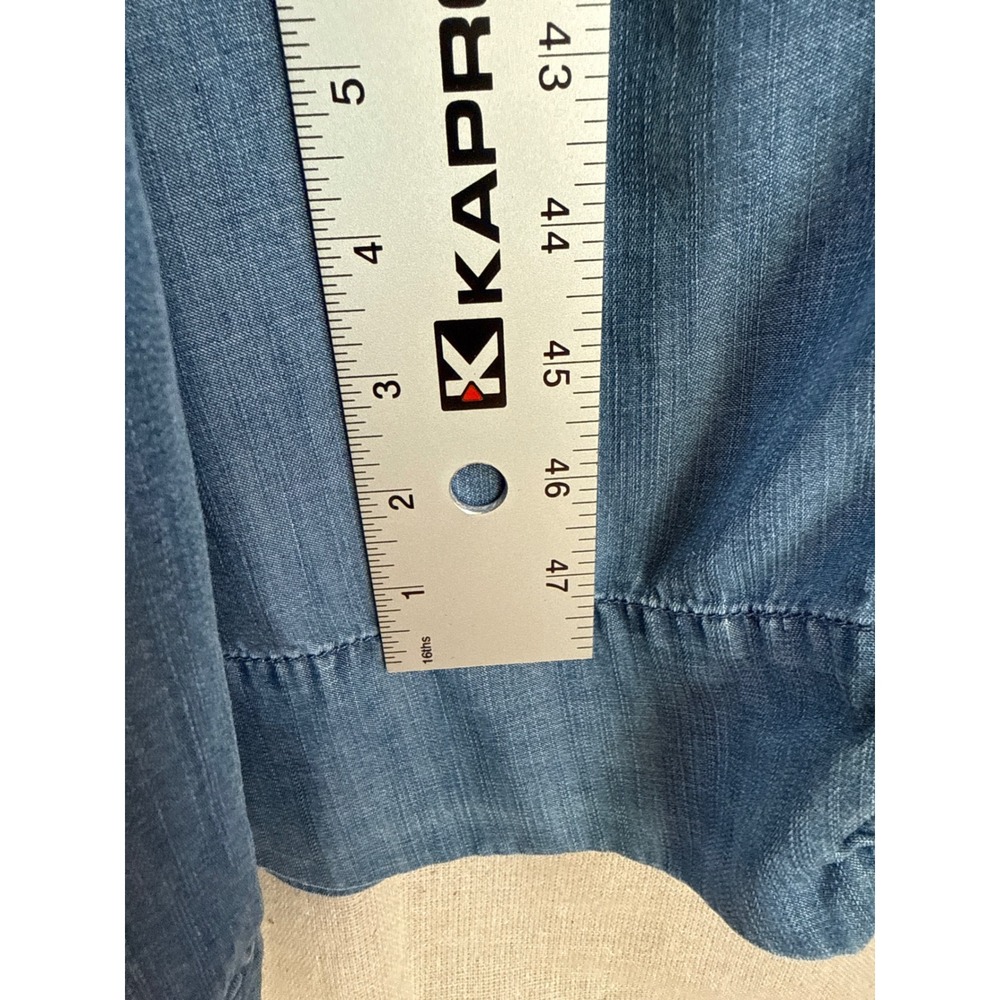 Chicos Denim Maxi Shirt Dress Light Wash Button Side Slit Womens Size 2 L 12 - Picture 12 of 13